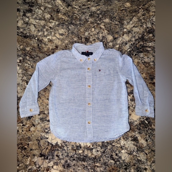 Tommy Hilfiger Other - TOMMY HILFIGER Toddler Boy's Long Sleeve Button Down Blue/White Shirt Size 2T